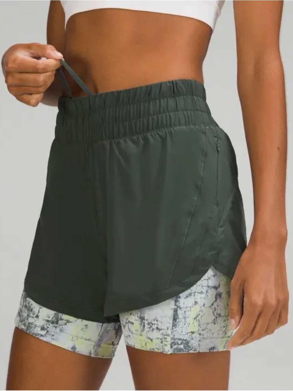 Lululemon Track That 2-in-1 High-Rise Short 6” Smoked Spruce Multi Sz 6 Pockets